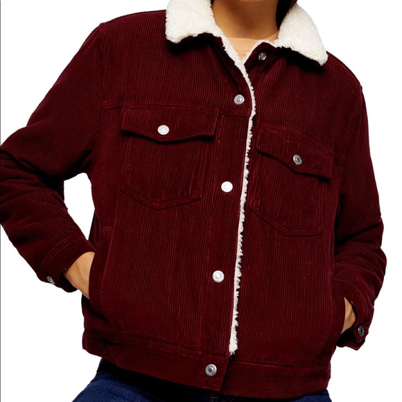 Topshop Corduroy Shearling Bomber Jacket - Picture 4 of 5